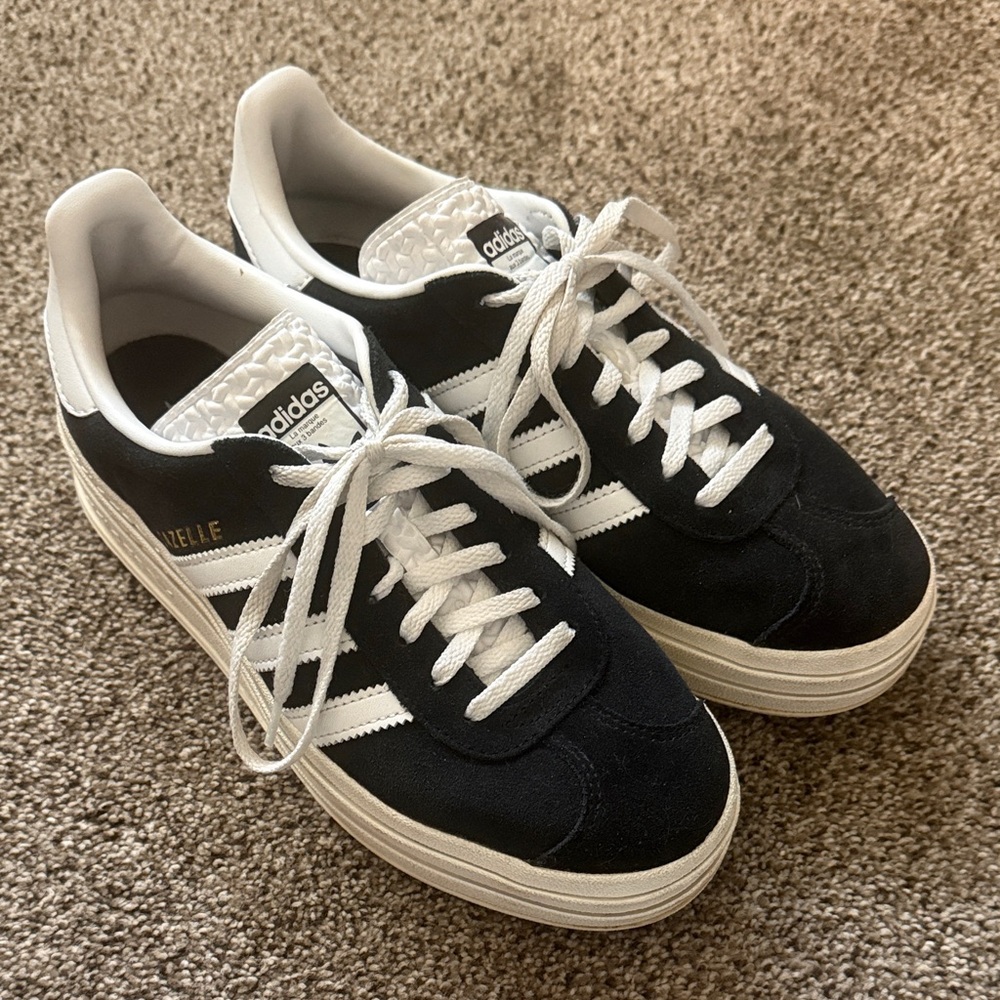 Adidas Women’s Black and White Platform Gazelle Sneakers